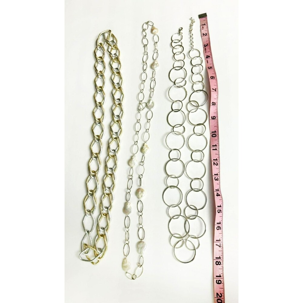 Vintage Necklace Lot of 3 Long Opera Silver Tone one is by Joan Rivers Flapper